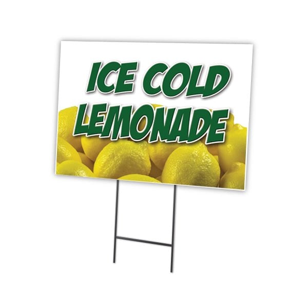 Signmission Ice Cold Lemonade 1 Yard Sign & Stake outdoor plastic coroplast window, C-1824 Lemonade 1 C-1824 Lemonade 1 - main